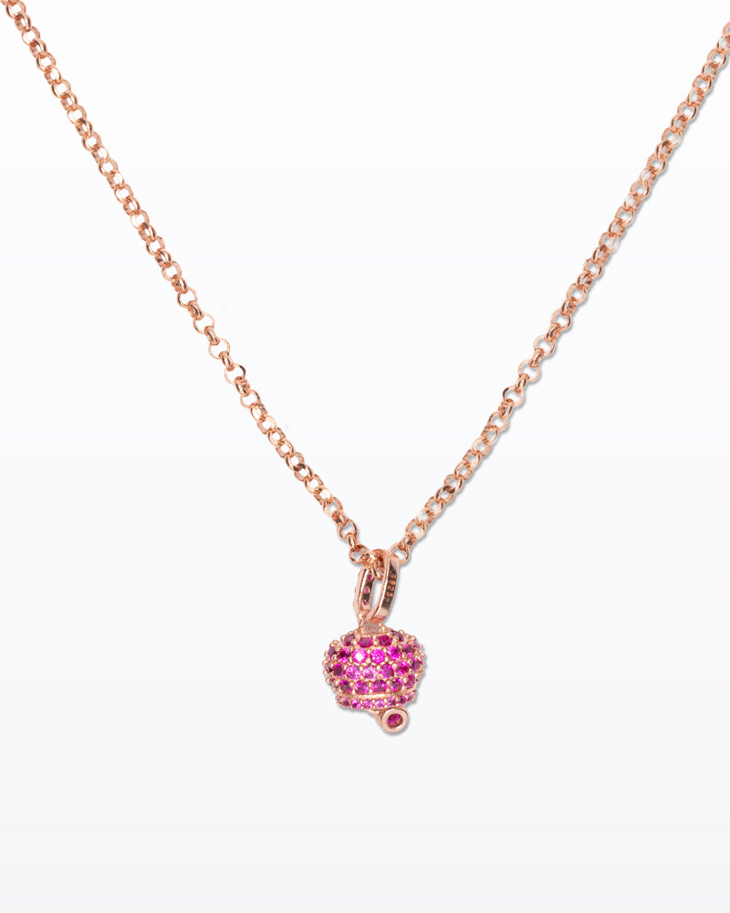 Capri Bell – Collana in argento rosa con charm brillante